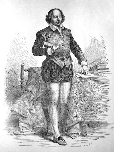 William Shakespeare Standing with Quill in Hand